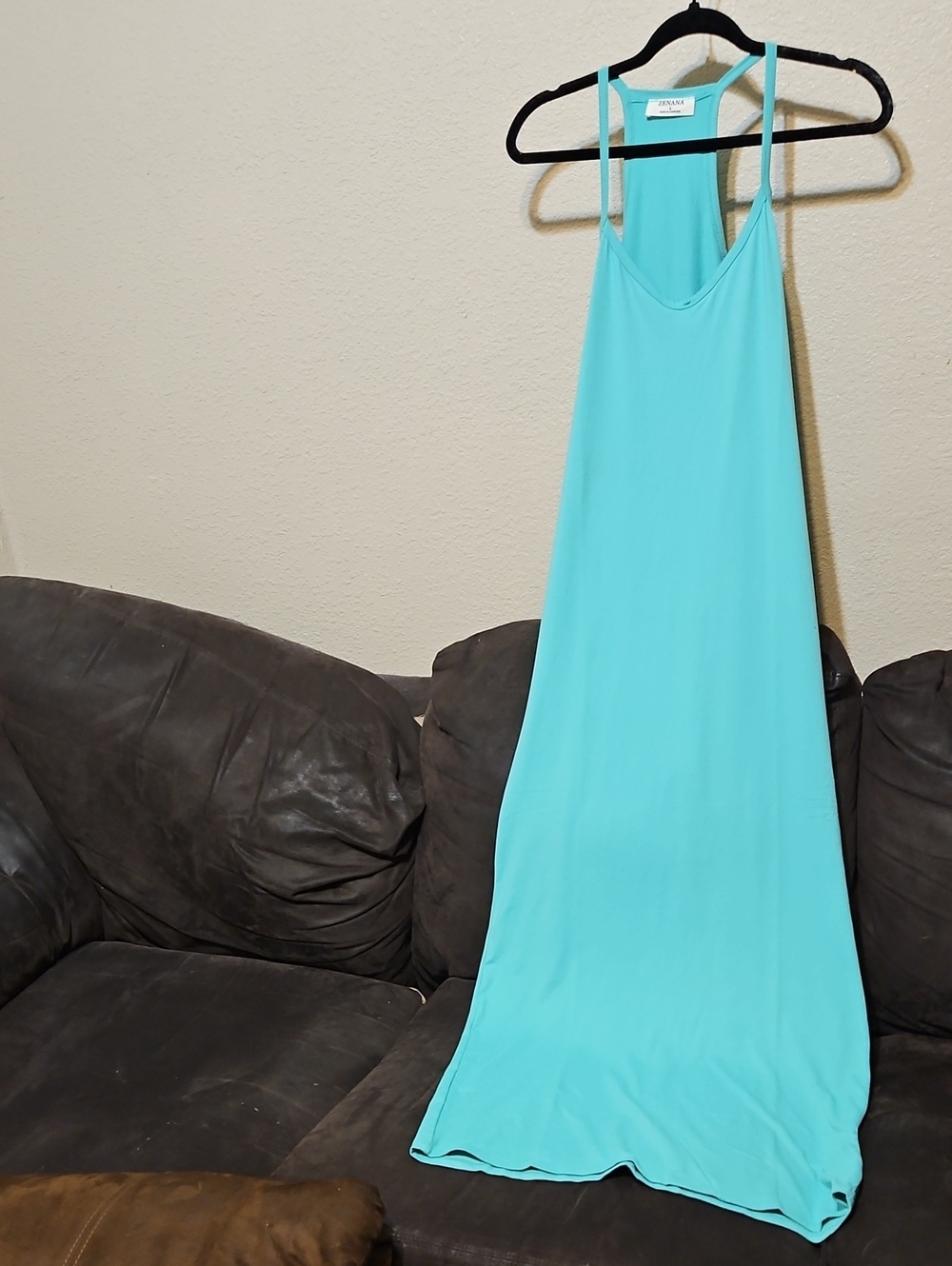 Sleeveless Aqua Maxi Dress with Racerback